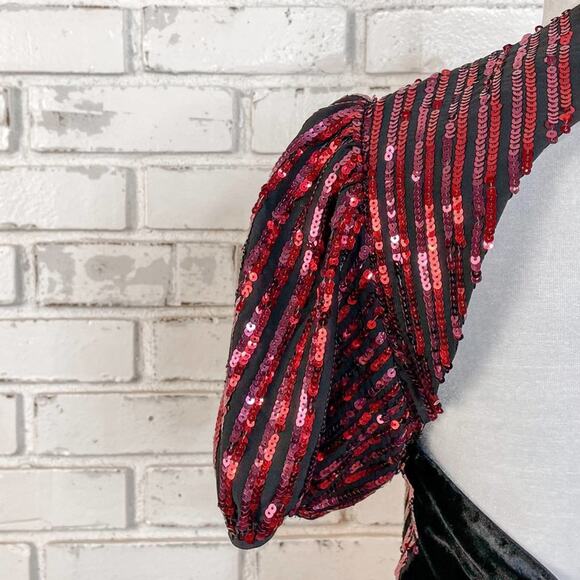 RIXO x Laura Jackson Daisy Velvet Trimmed Sequin Crepe Midi Maxi Dress S - Picture 11 of 14